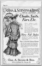 1904 Chas A Stevens & Bros Cloaks Suits Furs Antique Print Ad New Fall Styles