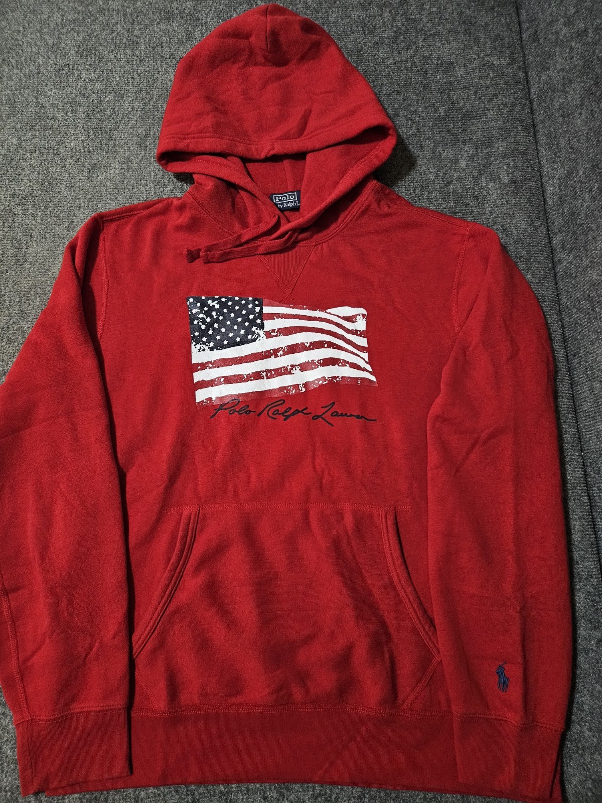 Polo Ralph Lauren American Flag Red Pullover Hoodie Size L