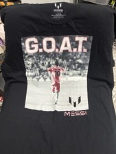 NEW LIONEL MESSI SHIRT GOAT G.O.A.T. Large BLACK TSHIRT MESSI COLLECTION