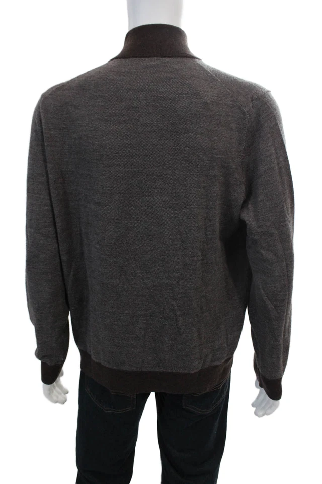 Suéter Brooks Brothers Mujer Lana Cuello Alto Cuarto Cremallera Marrón Talla L Foto 3 de 4