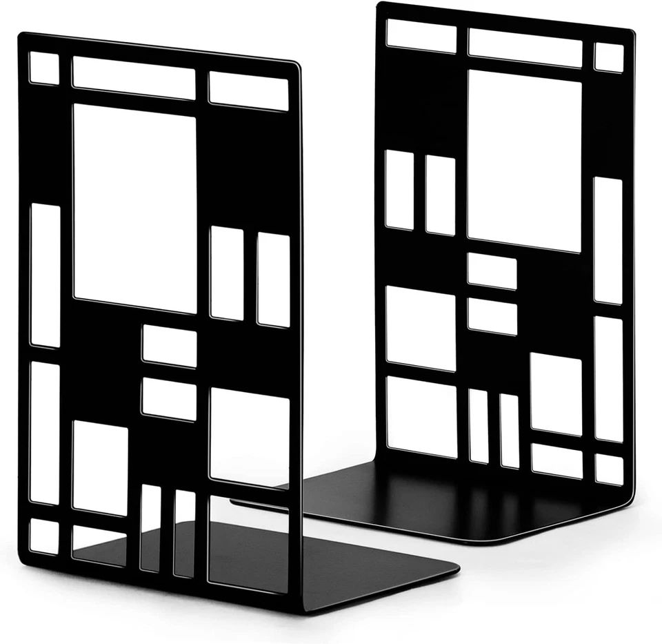 Metal Bookends (3 Pair) - Non-Slip Supports for Office & Home
