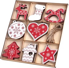 32 Pcs Rustic Wooden Christmas Tree Decor