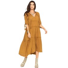 Free People Maxi dress Large Celestial Skies Embroidered Eyelet Flowy Boho