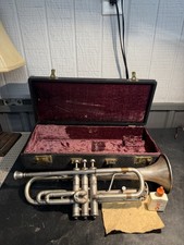 Vintage 1930s Cavalier Elkhart Ind USA Silver Cornet w/ Case