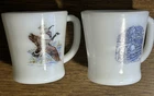 Vintage Fire King Canada Goose #30 Milk Glass & Currier & Ives #35 Mug Cup