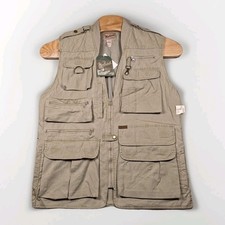 NWT Vintage Woolrich Safari Vest Mens Medium Khaki Tan Fishing Travel Utility
