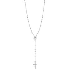 Sterling Silver Rosary Bead Necklace - 20 Inches