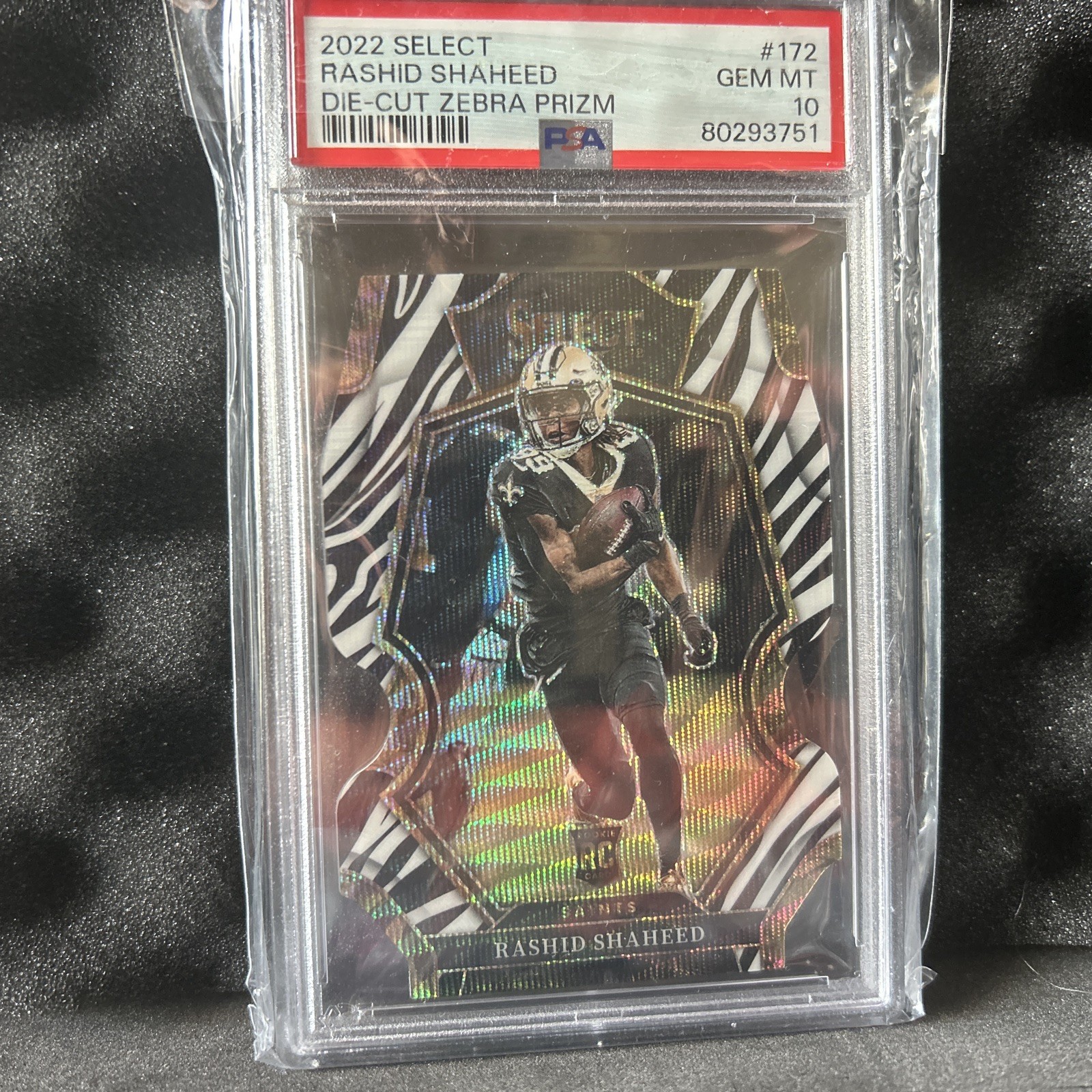 2022 Panini Select - Premier Level Zebra #172 Rashid Shaheed (Rookie) PSA 10