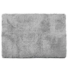 Clara Clark Ultra Soft Shaggy Bath Mat 32x48 Silver Non-Slip Microfiber Rug