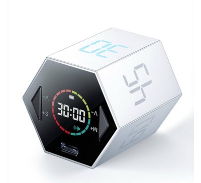 Ticktime Pomodoro Timer, Productivity Cube, Hexagon Magnetic Flip Focus Timer