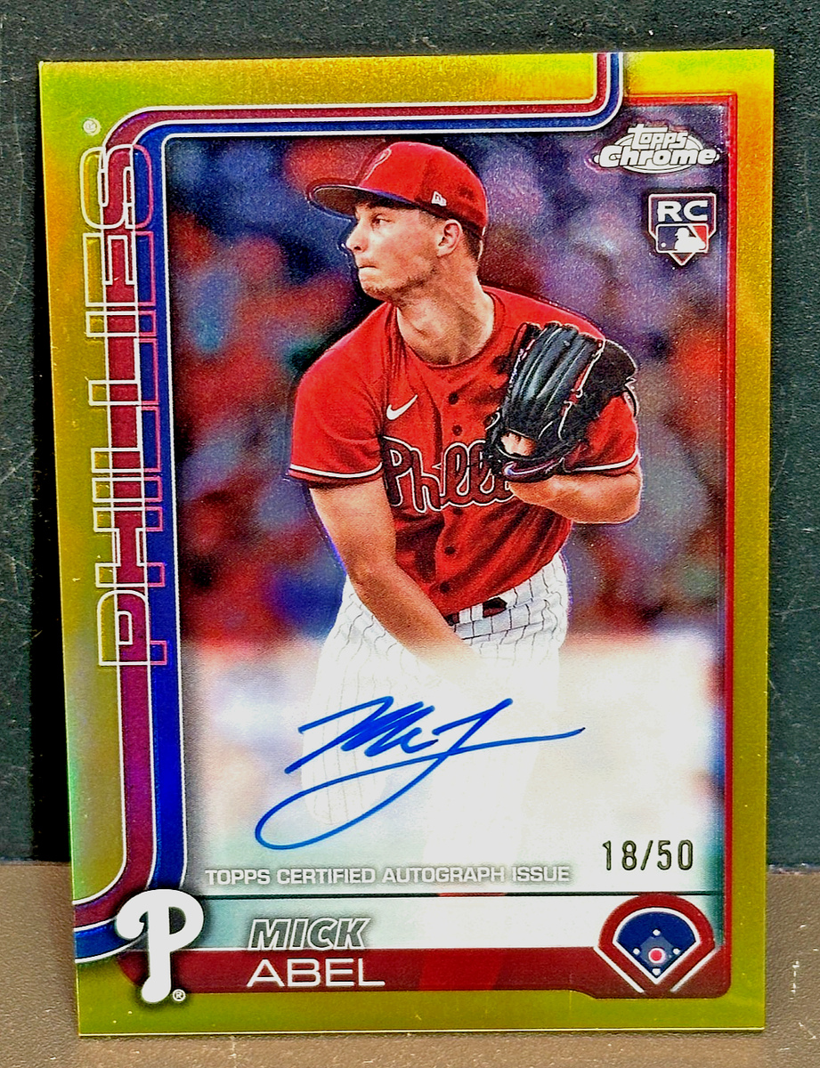 Mick Abel 2025 Topps Chrome MLB Gold Refractor Auto SP RC /50