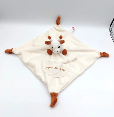 Doudou plat Sophie la girafe VULLI attache tétine écru marron envers tissu TTBE - Photo 1/4