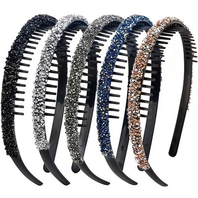 TODDER 5 Pack Rhinestone Headbands for Women 5 Count (Pack of 1), Multicolor