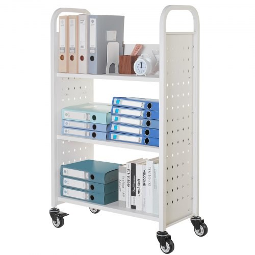 Rolling Library Book Cart, 330 lbs Capacity, 30.3 x 15 x 48.0-Inch Library Cart,