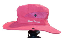 Kids UV Protection Wide Brim Sun Hat By Sunshade PINK Adjustable Chin Strap