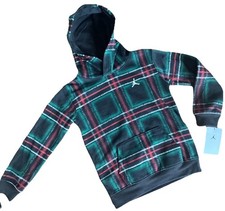 Nike Jordan Kids' 6 Brooklyn Fleece Essentials Red Green Plaid Hoodie Pullover