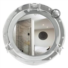 Nickel Style Decorative Round Aluminum Porthole Wall Mirrors for 15 Inch Wall EF