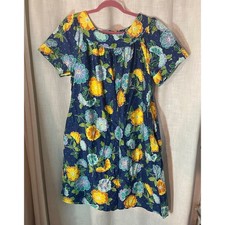 Vintage A-Line Dress XL Sears Floral Print Short Sleeve Early 70s Day Dress EUC