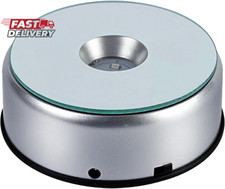 4" 7 LED Display Turntable Base for Crystals Glass Art, 7 Colorful Light Rotatin