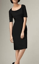 Talbots Knit Sheath Little Black Dress, Square Neck,Short Sleeve, L,  NWOT