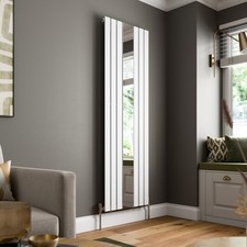 1800 x 600mm Single Flat Panel Vertical Mirror Radiator Rad Modern White