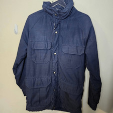 Vintage Woolrich Winter Parka Lined Field Jacket Blue Sz Small Made In USA 33304