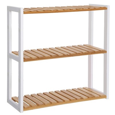 SONGMICS Bambus Badregal, 60 x 15 x 54 cm (L x B x H), natur + weiß 