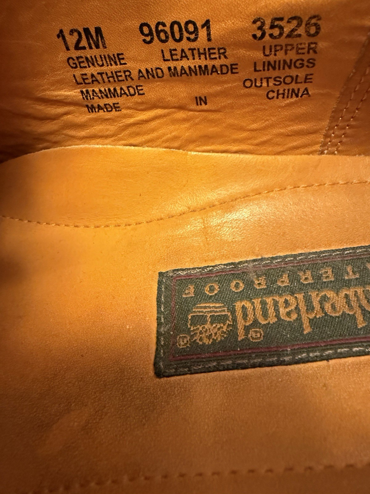 SAOLA Oxford Timberland Tan Impermeabili Punta Tinta Unita Derby Casual 96091 Taglia 12M Vedi Foto