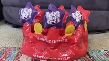 Chuck E Cheese Birthday Star Purple Party Kid Crown Holds Coins