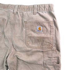 Carhartt Relaxed Straight Twill Dungaree Carpenter Pants Khaki Men 36x30 Utility