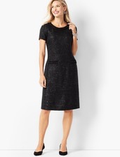 Talbots Women’s Black Pearl Beaded Acrylic Blend Tweed Shift Dress Size 10 $169