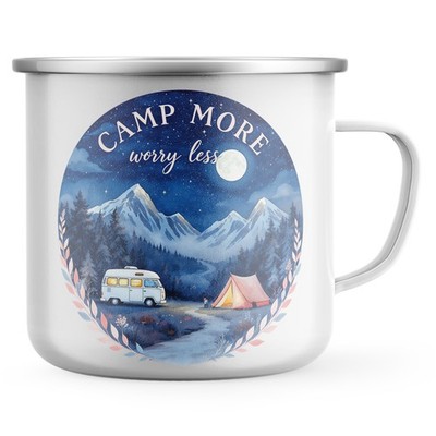 Camp More Worry Less lustige Emaille Tasse Outdoor Wohnwagen Tasse Geschenk für Camping