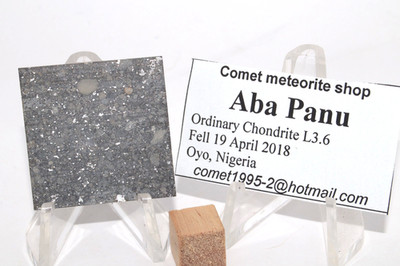 Aba Panu meteorite. L3.6 6.85 grams. square slice. Fell 2018.