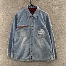 Vintage Bugle Boy Shirt Mens Medium Blue Denim Street Wear Western Since 97 90s