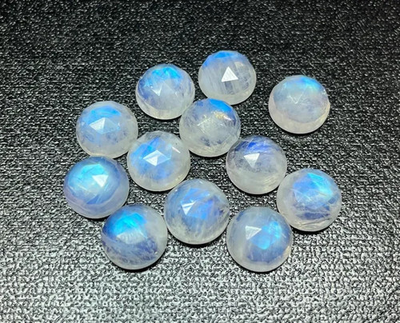 #ad AAA Natural Rainbow Moonstone Rose Cut Round Shape Loose Gemstone $89.49