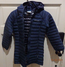 COLUMBIA Girls Size Small White Out Mid Omni Heat Hooded Puffer Ski Jacket Coat