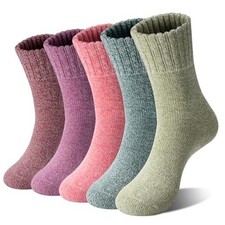 Wool Socks for Women Warm Winter Socks Knit Crew Large A-classic Solid Color