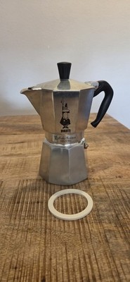Bialetti Moka Express 6 Tassen Aluminium-Espressokocher + Dichtung und Sieb neu