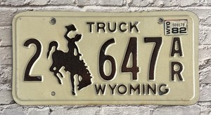 1982 Wyoming Bronco Cowboy Embossed TRUCK License Plate 647