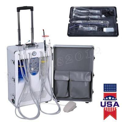 Greeloy Mobile Dental Delivery Cart Unit System + Compressor + Handpiece Kit 4H
