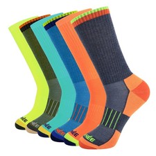 JOYN E Mens Athletic Crew Cushion Socks for Running and Workout 6 Pack,Mult
