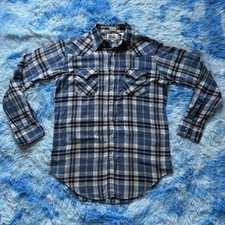 Vintage Ely Cattleman Pearl Snap Plaid Flannel Shirt Tall Man Large Tall Western