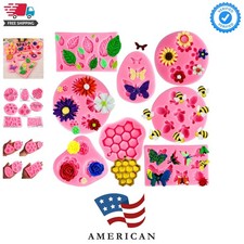 Silicone Mold Flower 8pcs Chocolate Fondant Polymer Clay Candy Gummy Mold,Ros...