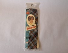 VTG 1960s Tip Top Deadstock Adjustable Hair Band Plaid Retro Bouffant OSFA