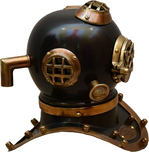 Vintage Maritim U.S Navy Taucherhelm Mark V Deep See Divers Helm Antik Fi - Bild 4 von 5