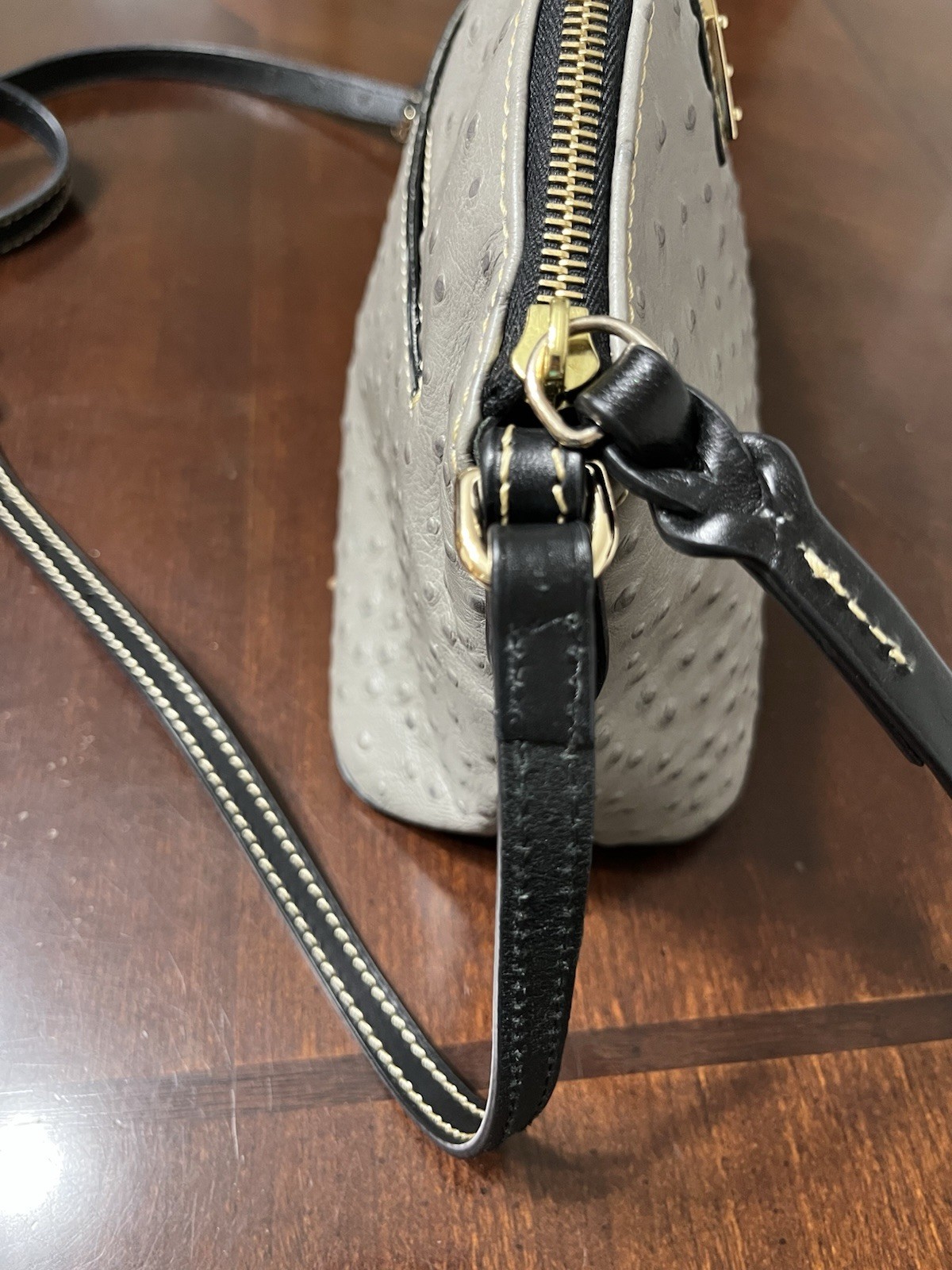 Dooney & Bourke Gray Ostrich Ruby Crossbody Purse - image 10