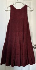 NWT- Free People Bittersweet Combo Knit Sleeveless Mini Dress, Red/Burgundy, XS