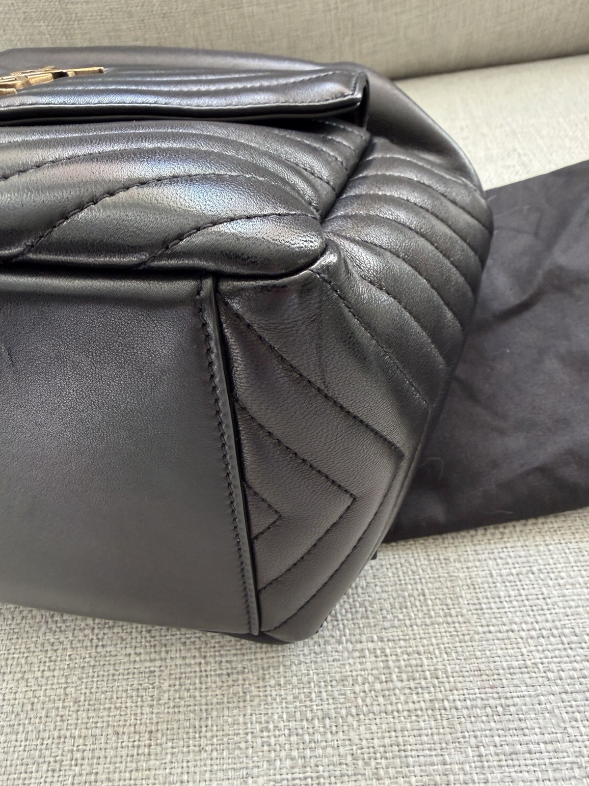 Authentic Saint Laurent Joe Drawstring Black Quil… - image 12