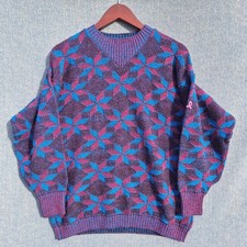 VTG DEMETRE Ski Sweater Womens M Pure Virgin Wool Madri Snowflake Geometric USA