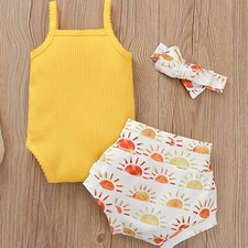 Baby Girl Kid Sleeveless Tank Tops Romper Shorts Set 2Pcs Outfits Summer Clothes